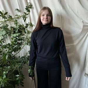 Officine Generale Navy Blue Wool & Silk Blend Turtleneck Sweater Sz XL